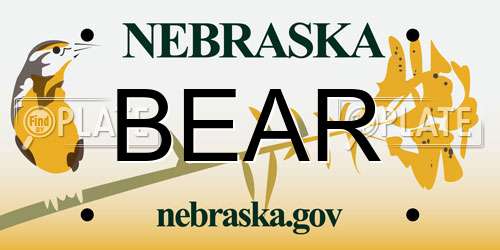 BEAR Nebraska License Plate