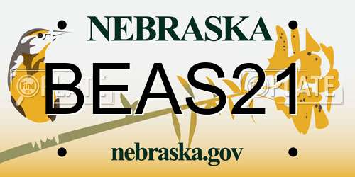 BEAS21 Nebraska License Plate