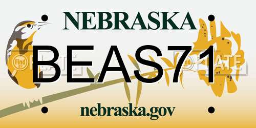 BEAS71 Nebraska License Plate