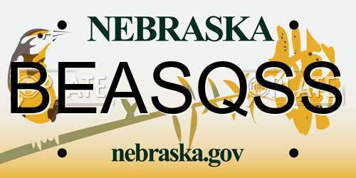 BEASQSS Nebraska License Plate