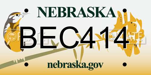 BEC414 Nebraska License Plate