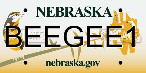 BEEGEE1 Nebraska License Plate