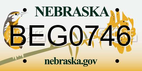 BEG0746 Nebraska License Plate