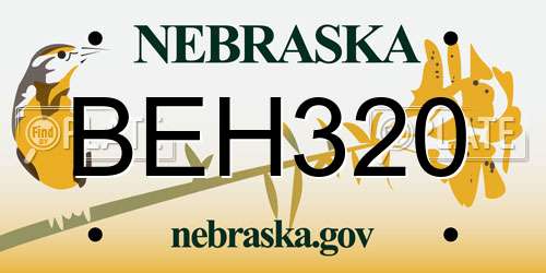 BEH320 Nebraska License Plate