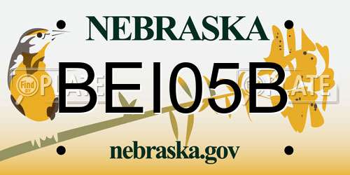 BEI05B Nebraska License Plate