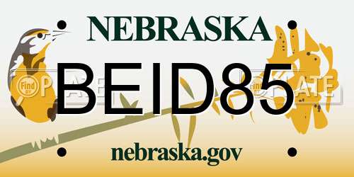 BEID85 Nebraska License Plate