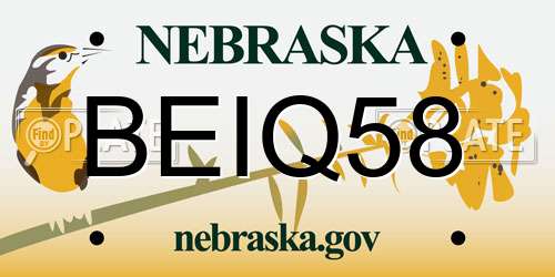 BEIQ58 Nebraska License Plate