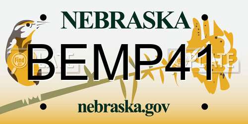 BEMP41 Nebraska License Plate