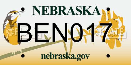 BEN017 Nebraska License Plate