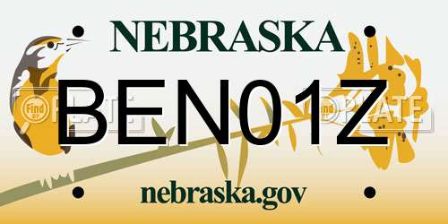 BEN01Z Nebraska License Plate