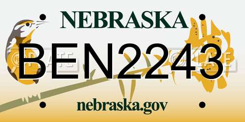 BEN2243 Nebraska License Plate