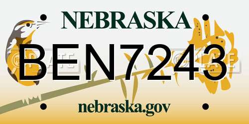 BEN7243 Nebraska License Plate