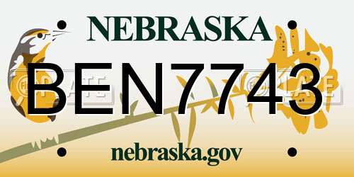 BEN7743 Nebraska License Plate