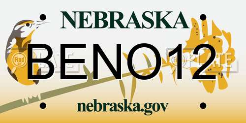 BENO12 Nebraska License Plate