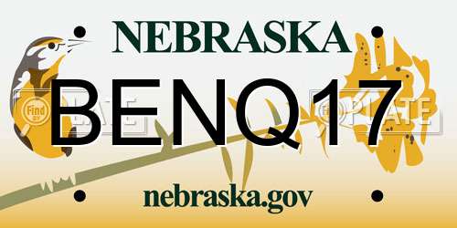 BENQ17 Nebraska License Plate