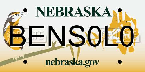 BENS0L0 Nebraska License Plate