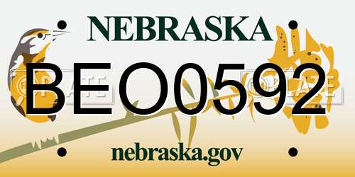 BEO0592 Nebraska License Plate