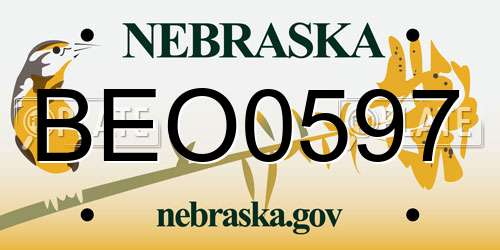 BEO0597 Nebraska License Plate