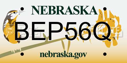 BEP56Q Nebraska License Plate