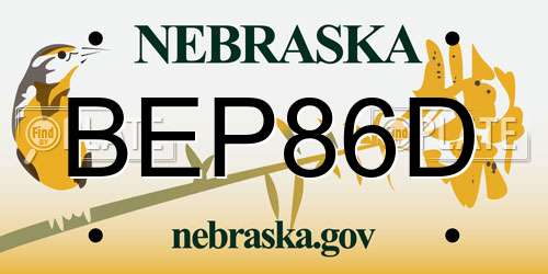 BEP86D Nebraska License Plate