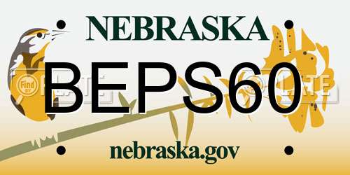 BEPS60 Nebraska License Plate