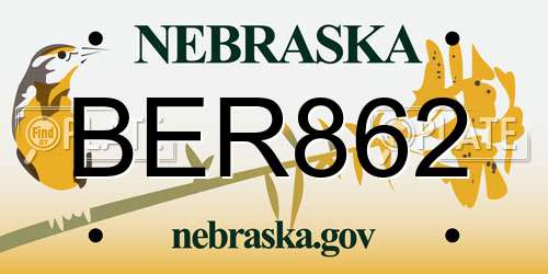 BER862 Nebraska License Plate