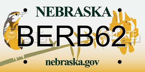 BERB62 Nebraska License Plate