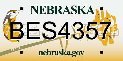 BES4357 Nebraska License Plate