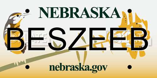 BESZEEB Nebraska License Plate