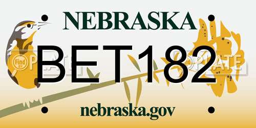 BET182 Nebraska License Plate