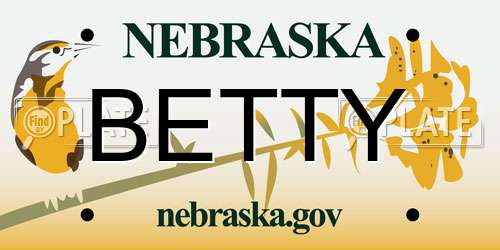 BETTY Nebraska License Plate