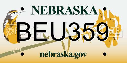 BEU359 Nebraska License Plate