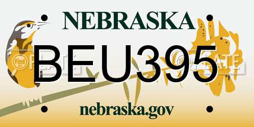 BEU395 Nebraska License Plate