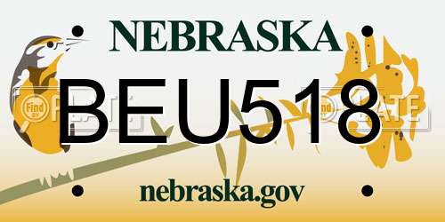 BEU518 Nebraska License Plate
