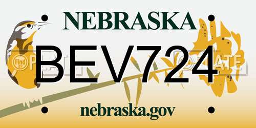 BEV724 Nebraska License Plate