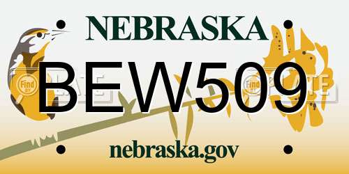 BEW509 Nebraska License Plate