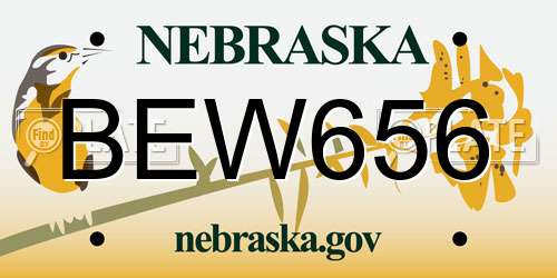 BEW656 Nebraska License Plate