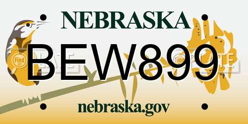 BEW899 Nebraska License Plate
