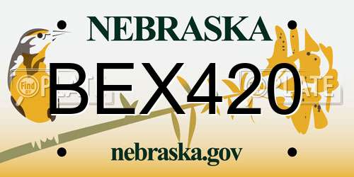 BEX420 Nebraska License Plate