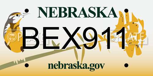 BEX911 Nebraska License Plate