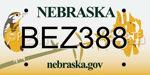 BEZ388 Nebraska License Plate