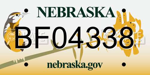 BF04338 Nebraska License Plate