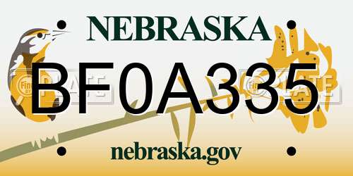 BF0A335 Nebraska License Plate