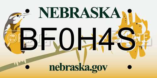 BF0H4S Nebraska License Plate