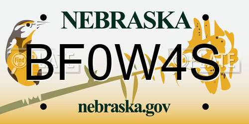 BF0W4S Nebraska License Plate