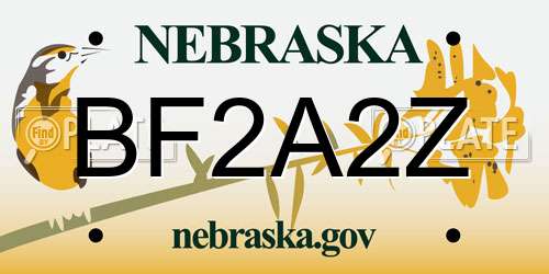BF2A2Z Nebraska License Plate