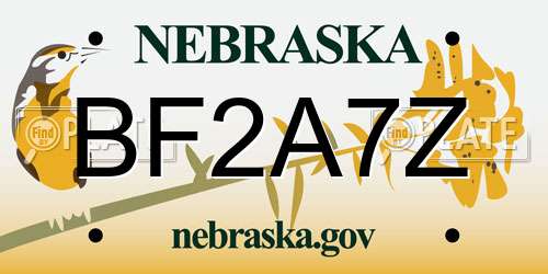BF2A7Z Nebraska License Plate