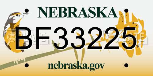 BF33225 Nebraska License Plate