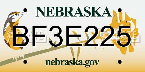 BF3E225 Nebraska License Plate
