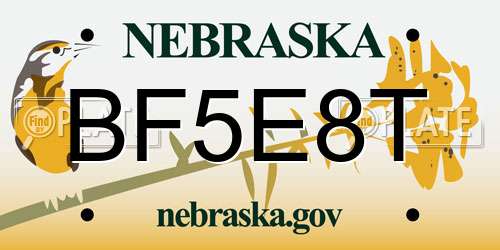 BF5E8T Nebraska License Plate